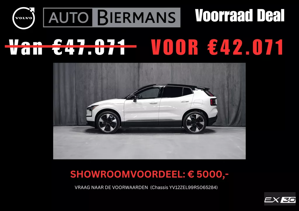 Volvo Ex30 Single Motor Ext. Range Plus | Crystal White Metallic | 20-Inch LMV | SHOWROOM VOORDEEL